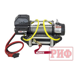 Лебёдка переносная РИФ 9000U c квадратом для фаркопа, стальной трос (облегченная)