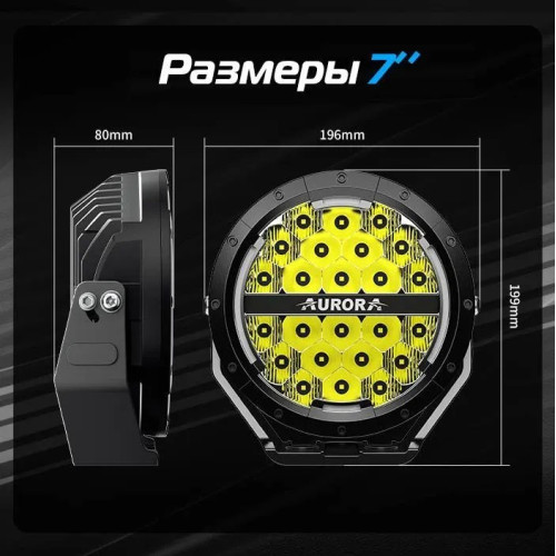Светодиодные фары комбинированного света AURORA 178 мм 120W с ДХО (комплект 2 шт)