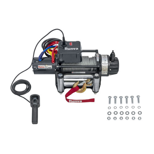 Лебёдка автомобильная электрическая 12V Runva 9500 lbs 4350 кг влагозащищенная, стальной трос