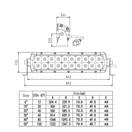 Светодиодная фара дальнего света AURORA 1270 мм 375W с RGB подсветкой