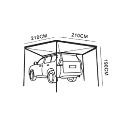 Маркиза автомобильная РИФ веерная, безопорная 2,0х2,0 м (правая)