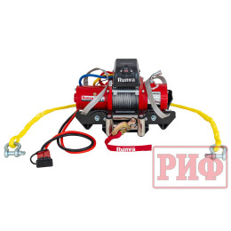 Лебёдка переносная РИФ 9.5XS c облегчённой площадкой и проводами в сборе, короткий барабан, стальной трос