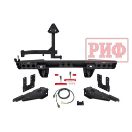 Бампер РИФ силовой задний для ГАЗ Соболь NN с фонарями, калиткой, возможностью установки фаркопа, стандарт