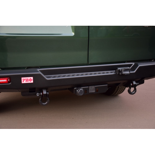 Бампер РИФ силовой задний для ГАЗ Соболь NN с фонарями, калиткой, возможностью установки фаркопа, стандарт