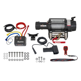 Лебёдка автомобильная электрическая 24V Runva 18000 lbs влагозащищенная, стальной трос