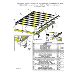 Багажник экспедиционный (платформа) алюминиевый РИФ 1300x2080 мм для Nissan Patrol Y62 (с крепежом)
