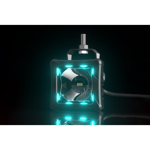 Светодиодные фары дальнего света AURORA 76x76 мм 30W с RGB подсветкой