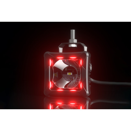 Светодиодные фары дальнего света AURORA 76x76 мм 30W с RGB подсветкой