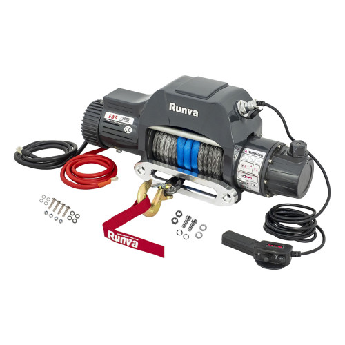 Лебёдка электрическая двухскоростная 12V Runva 12000 lbs 5443 кг (синтетический трос)