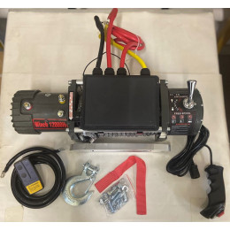 Лебёдка электрическая 12V Electric Winch 12000 lbs 5443 кг (влагозащищенная, синтетический трос)