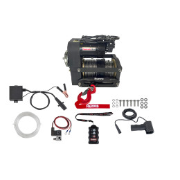 Лебёдка автомобильная электрическая 12V Runva 14000 lbs 6350 кг двухмоторная (синтетический трос)