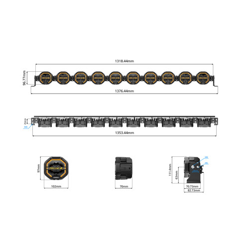 Светодиодные фары комбинированного света AURORA 1318 мм 400W (2 шт.)