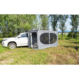 Стенки к автомобильной веерной маркизе (тамбур) РИФ 2.3х2 м, (левые) овальное окно