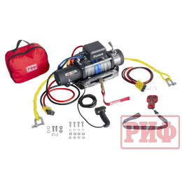 Лебёдка переносная РИФ 10000SR c облегчённой площадкой и проводами (синт. трос)