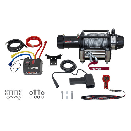Лебёдка автомобильная электрическая 12V Runva 13500 lbs 6136 кг влагозащищенная, стальной трос