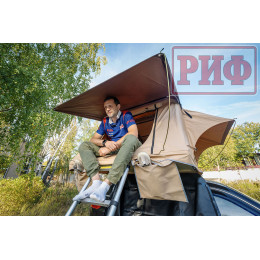 Палатка на крышу автомобиля РИФ Soft RT01-140, тент песочный, корпус черный, 240х140х130 см
