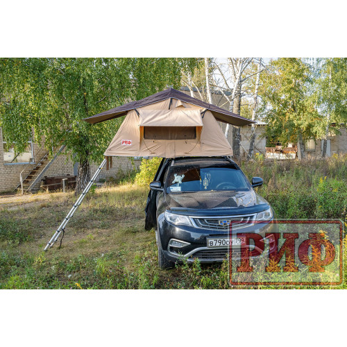Палатка на крышу автомобиля РИФ Soft RT01-140, тент песочный, корпус черный, 240х140х130 см