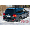 Бампер РИФ силовой задний Toyota Land Cruiser 200 2007-2012 с квадратом под фаркоп и фонарями 