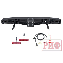 Бампер РИФ силовой задний УАЗ Хантер с площадкой под лебедку и фонарями, лифт 65 мм