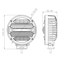 Светодиодная фара водительского света РИФ 178 мм 90W LED