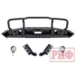 Бампер РИФ силовой передний Toyota Land Cruiser 76/78/79 2007+ c доп. фарами и защитной дугой, с площадкой под лебедку