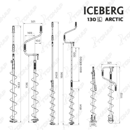 Ледобур ТОНАР ICEBERG-ARCTIC 130L-1900 v3.0 левое вращение