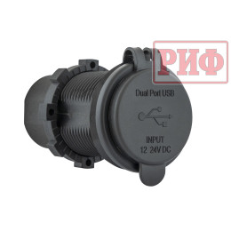 Розетка USB  QC 3.0, QC 4.0, синяя подсветка