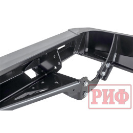 Бампер РИФ силовой задний Toyota Land Cruiser 76 2007+ с квадратом под фаркоп, калиткой и фонарями