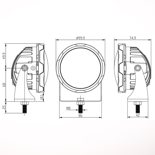 Светодиодные фары дальнего света AURORA 102 мм 40W с RGB подсветкой (комплект 2 шт)