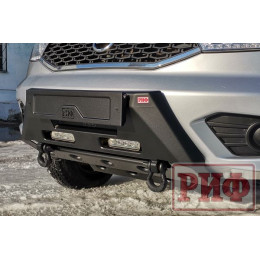 Бампер передний силовой/защита штатного бампера РИФ для УАЗ Патриот 2015+ с защитой рулевых тяг (центральная часть)