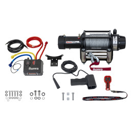 Лебёдка автомобильная электрическая 12V Runva 12500 lbs 5670 кг влагозащищенная, стальной трос