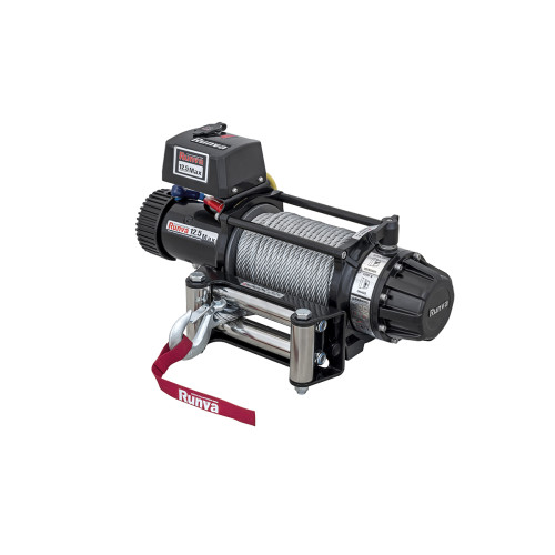 Лебёдка автомобильная электрическая 12V Runva 12500 lbs 5670 кг влагозащищенная, стальной трос