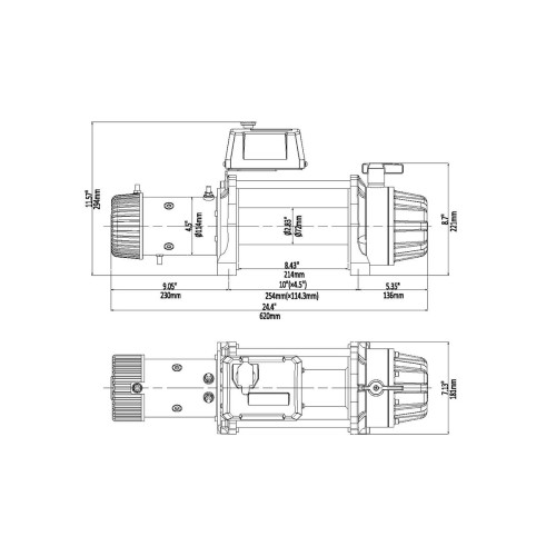 Лебёдка автомобильная электрическая 12V Runva 12500 lbs 5670 кг влагозащищенная, стальной трос