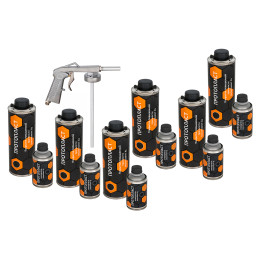 Покрытие защитное повышенной прочноcти черное ПРОТОПЛАСТ, с отвердителем 6 л и пистолетом, (аналог RAPTOR U-POL)