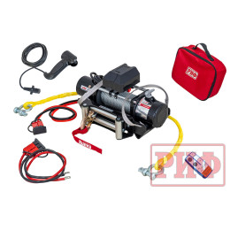 Лебёдка переносная РИФ 12000 c облегчённой площадкой и проводами (стальной трос)