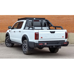 Бампер РИФ силовой задний JAC T9, SOLLERS ST9 с квадратом под фаркоп и фонарями