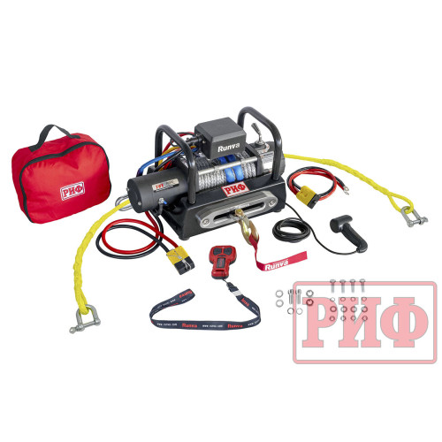 Лебёдка переносная РИФ 10000SR c площадкой и проводами (синтетический трос)