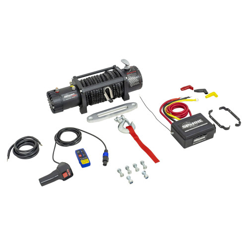 Лебёдка электрическая 12V SPIDER 12000 lbs 5443 кг (влагозащищенная,синтетический трос)