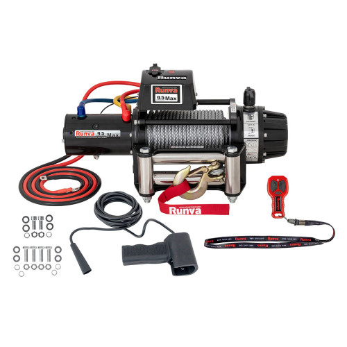 Лебёдка автомобильная электрическая 12V Runva 9500 lbs 4350 кг влагозащищенная, стальной трос (228:1)