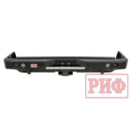 Бампер РИФ силовой задний Toyota Land Cruiser 76 2007+ с квадратом под фаркоп и фонарями