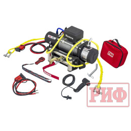 Лебёдка переносная РИФ 9500S c квадратом для фаркопа, стальной трос (облегченная)