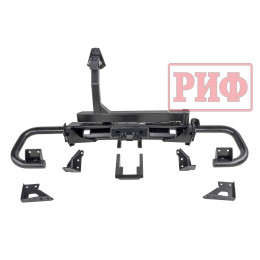 Бампер силовой/защита штатного бампера РИФ УАЗ Патриот 2015+ c квадратом под фаркоп и калиткой, стандарт