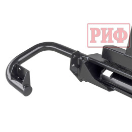 Бампер силовой/защита штатного бампера РИФ УАЗ Патриот 2015+ c квадратом под фаркоп и калиткой, стандарт