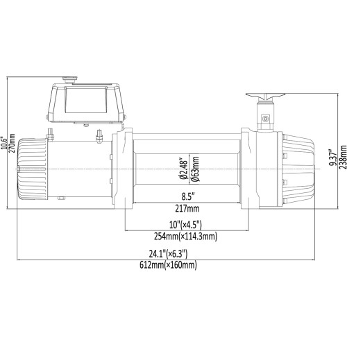 Лебёдка автомобильная электрическая 12V Runva 9500 lbs 4350 кг высокоскоростная, влагозащищенная, комбинированный роспуск, синтетический трос 