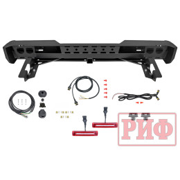 Бампер РИФ силовой задний JAC T6, SOLLERS ST6 с квадратом под фаркоп и фонарями