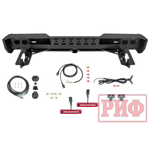 Бампер РИФ силовой задний JAC T6, SOLLERS ST6 с квадратом под фаркоп и фонарями