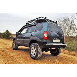 Бампер РИФ силовой задний Chevrolet Niva с квадратом под фаркоп