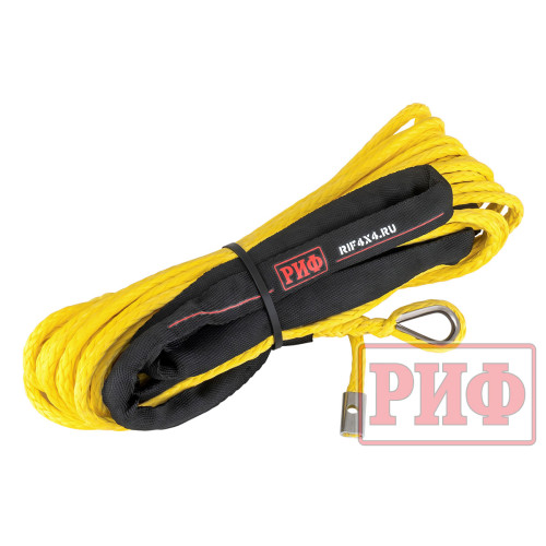 Трос для лебёдки синтетический РИФ 6 мм/15 м, желтый