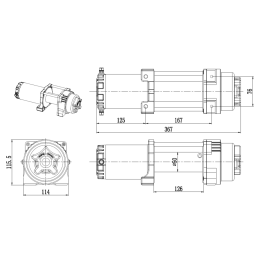 Лебедка электрическая ATV и SUV СТОКРАТ QX 4.5 SL, 12V, 1.8 h.p. с синтетическим тросом и удлиненным стальным барабаном.