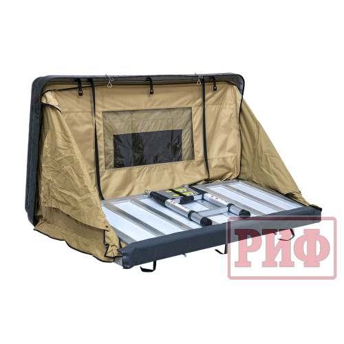 Палатка на крышу автомобиля РИФ Hard RT03-140, корпус черный, тент песочный
